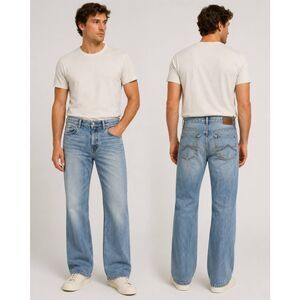 BKE Justin Men’s Jeans 31x34 Light Wash Bootcut Distressed Denim BMX521